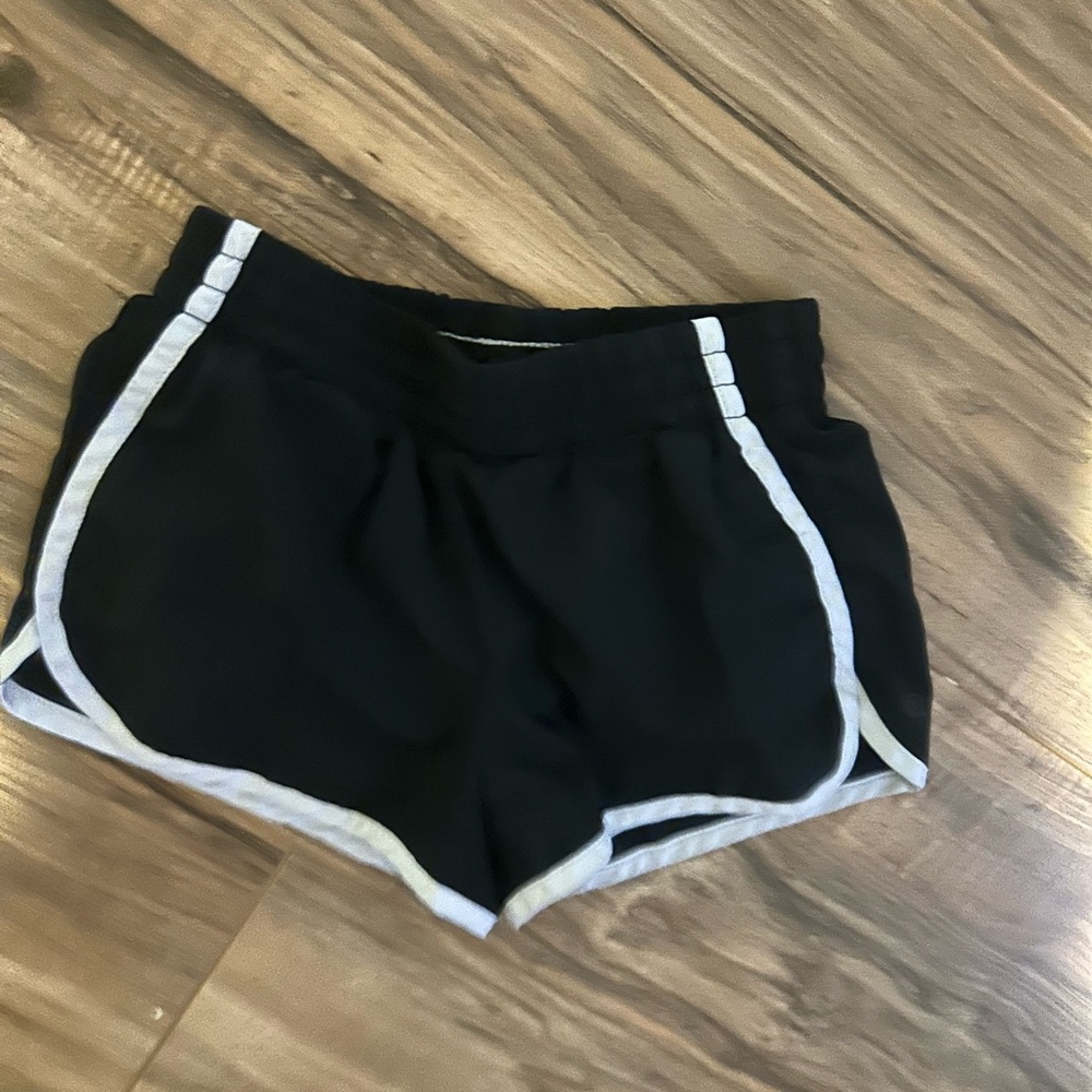 Girls Black athletic Shorts with White Trim